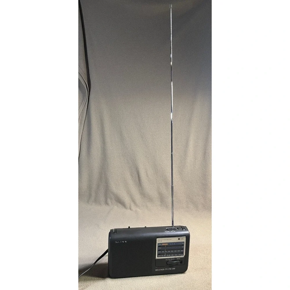 Sony ICF-36 Portable 4-Band Radio Weather TV FM AM Black Analog Battery AC Power